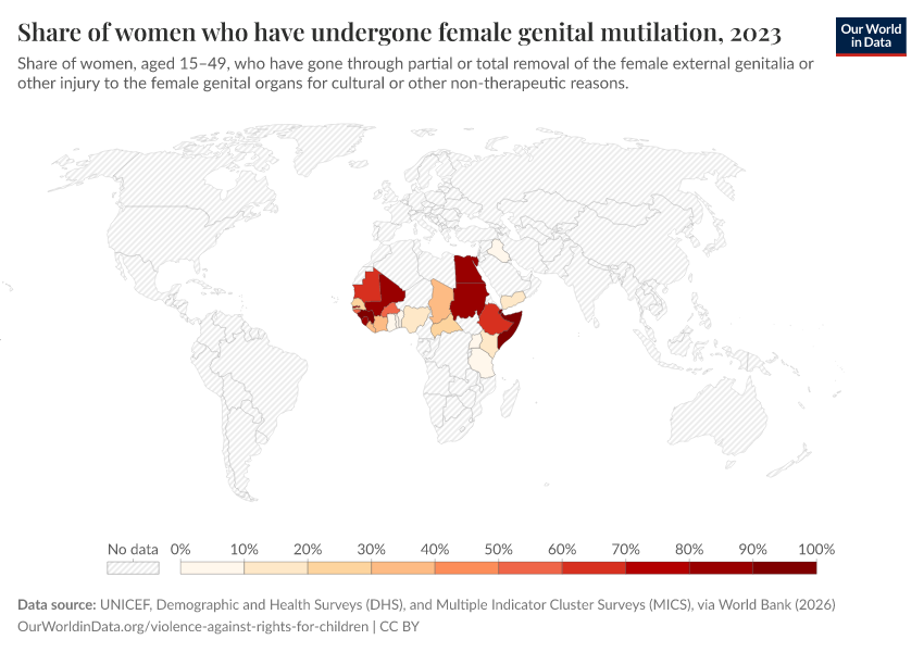 A thumbnail of the "Share of women who have undergone female genital mutilation" chart