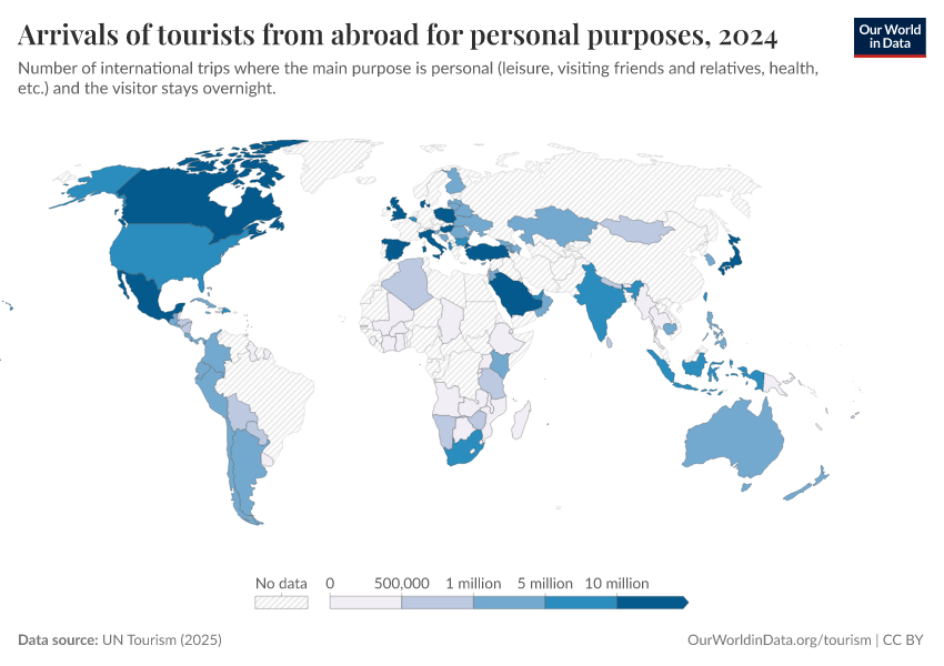 A thumbnail of the "Arrivals of tourists from abroad for personal purposes" chart