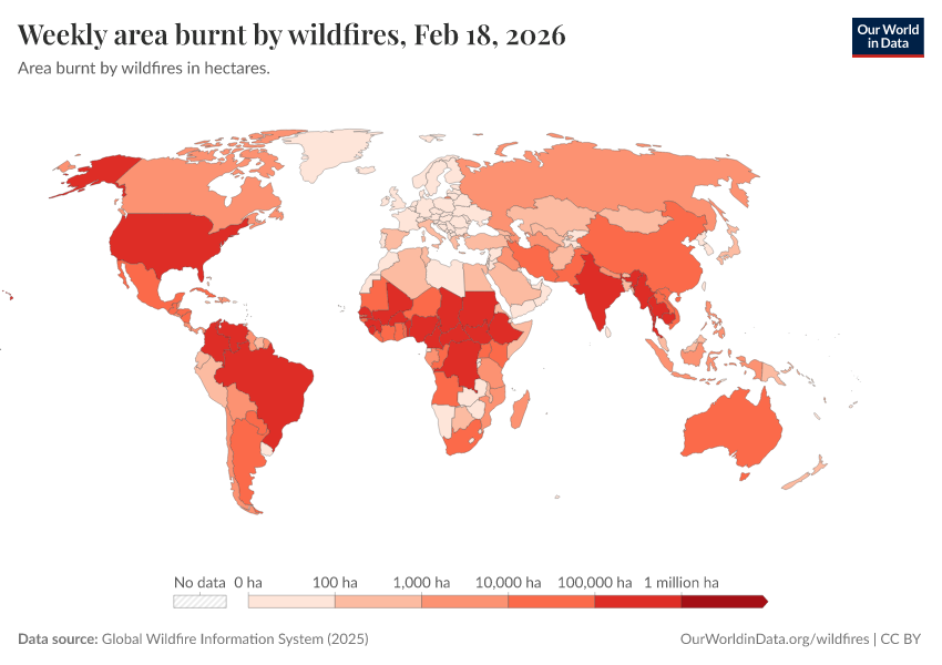A thumbnail of the "Weekly area burnt by wildfires" chart